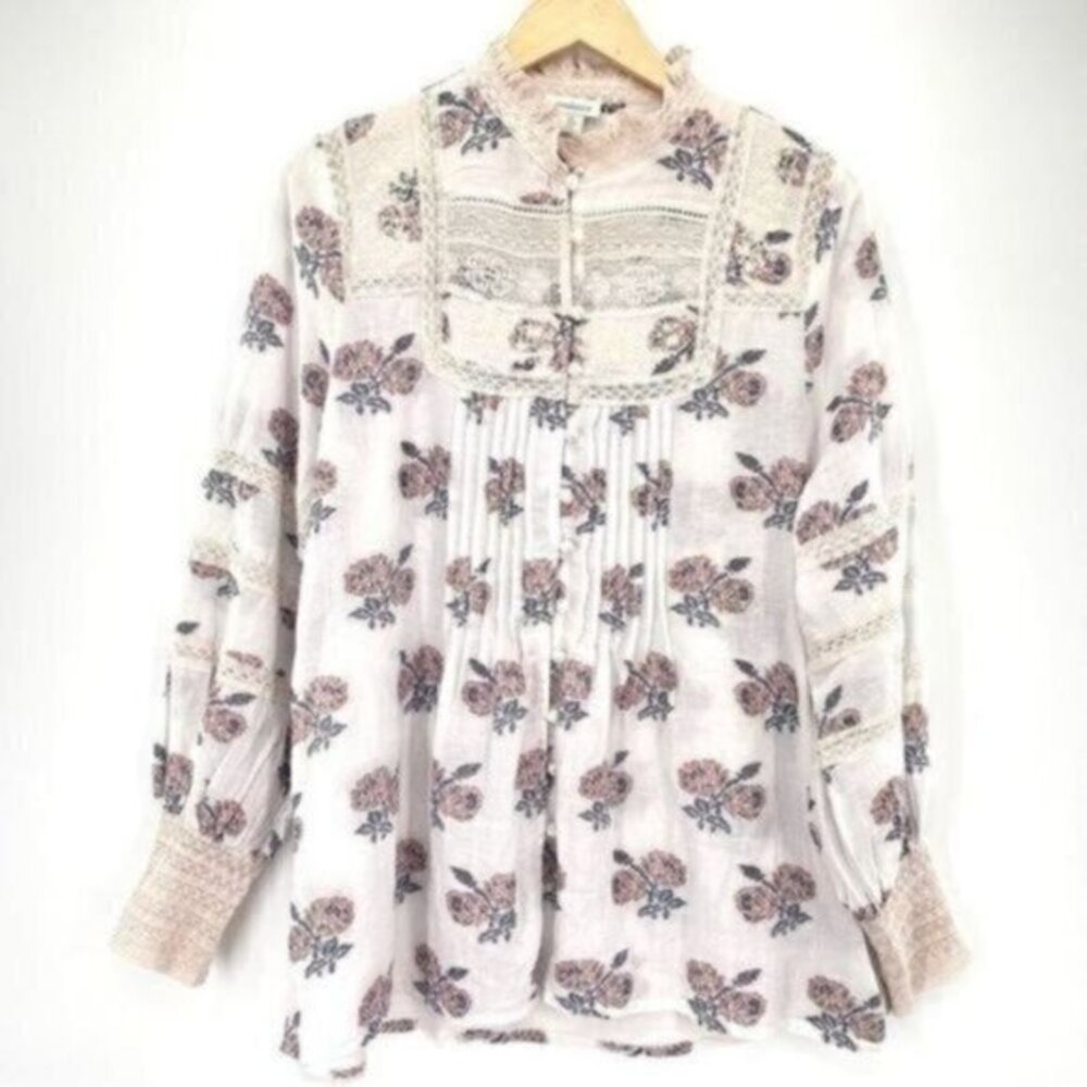 Sundance Torrey Blooms Lace Floral Peasant Top
